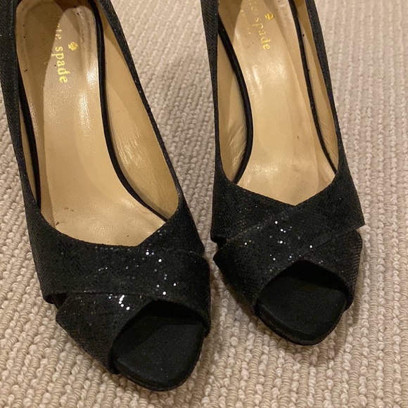 Kate Spade Black Open Toe Sparkly Heels